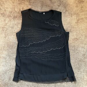 Elie Tahari Midnight Black Embellished Tank